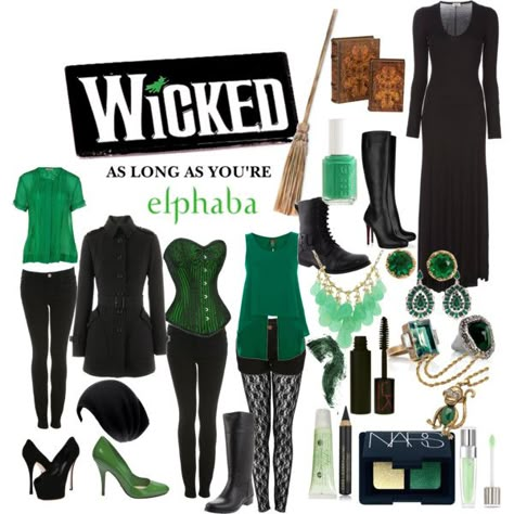 Elphaba - Polyvore Wicked Broadway Outfit Ideas, What To Wear To Musical Theater, Wicked Musical Outfit Ideas, Musical Outfit Ideas, Wicked Inspired Outfits, Wicked Outfit Ideas, Disneybounding Outfits, Wicked Outfit, Elphaba Costume