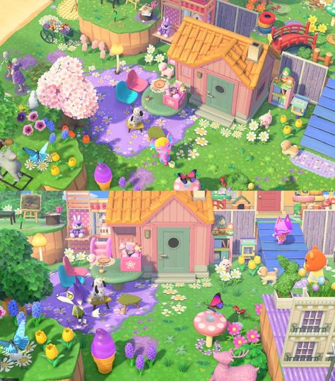 Animal Crossing Dreamcore, Dreamcore Animal Crossing, Acnh Kidcore House Exterior Ideas, Rainbow Acnh Island, Animal Crossing Island Inspiration Kidcore, Pastel Kidcore Animal Crossing, Acne Museum Ideas, Acnh Kidcore Entrance, Anch Kidcore