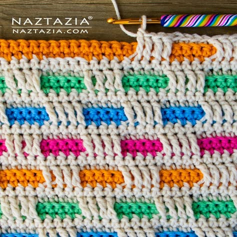 Crochet Ribbon Stitch - Naztazia ® Ribbon Stitch, Crochet Blanket Stitch Pattern, Crochet Ribbon, Cozy Crochet Patterns, Crochet Stitches Free, Crochet Afgans, Easy Crochet Blanket, Crochet Stitches Video, Easy Stitch