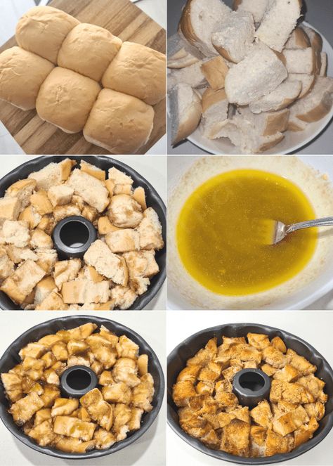 Dinner Roll Monkey Bread, Leftover Dinner Rolls, Dinner Roll Recipes, Leftover Buns, Leftover Bread Recipes, Cinnamon Monkey Bread, Easiest Breakfast, Homemade Bisquick, Dinner Roll