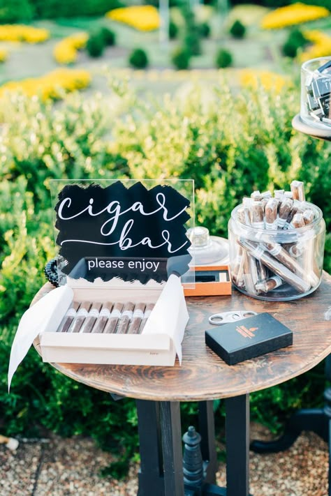 Wedding Cigars Bar, Stations At Weddings Receptions, Wedding Whiskey Bar, Wedding Hills, Whiskey Bar Wedding, Reception Extras, Beautiful Church Wedding, Wedding Cigars, Whiskey Wedding