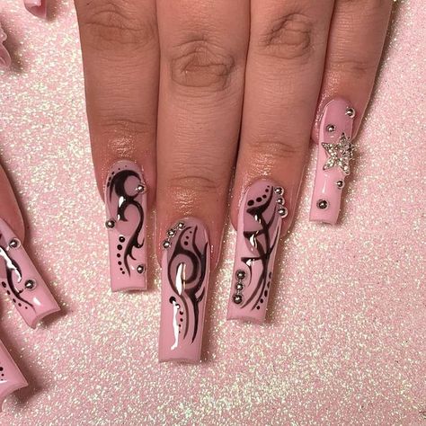 Funky Nail Art, Punk Nails, Grunge Nails, Her Nails, Hair Done, Nails Done, Long Square Acrylic Nails, Unique Acrylic Nails, Kawaii Nails