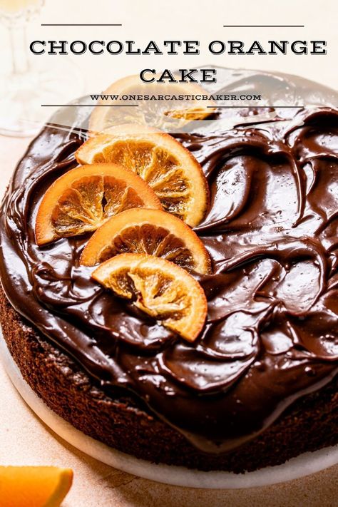 A rich cake made with two types of chocolate, two types of orange flavoring, and topped with the smoothest chocolate ganache.|#Chocolatecake #chocolateorange #chocolateorangecakerecipe #dessert #chocolatedessert #orangecake #richcake #recipe #dessertrecipe #orangdessert| Orange Christmas Cake, Orange Chocolate Cake Recipe, Chocolate Orange Cake, Cake With Chocolate Frosting, Cheesecake Oreo, Orange Icing, Orange Chocolate Cake, Rich Cake, Ganache Frosting