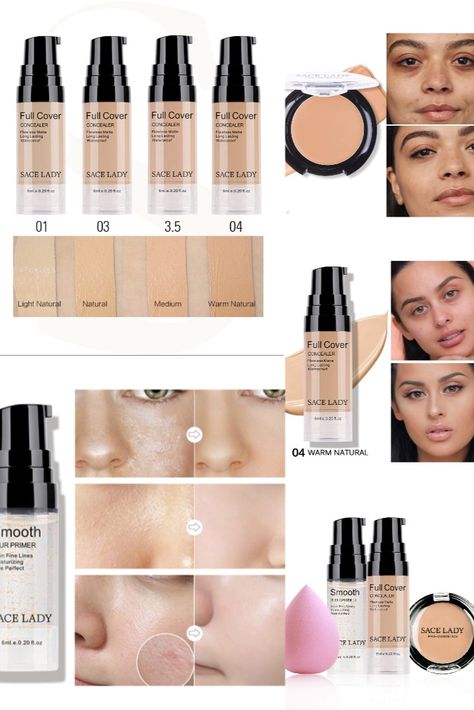 Waterproof Full Coverage Concealer Makeup Kit with Primer Sponge - Matte Liquid Foundation for Face, Eye, and Acne Scar Cover Acne Scar, Full Coverage Concealer, Concealer Makeup, Liquid Foundation, Makeup Kit, Fingerprint, Concealer, Beauty And Personal Care, Foundation