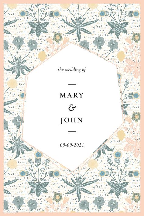 William Morris patterned wedding invitation template vector, 4k iphone and mobile phone wallpaper | premium image by rawpixel.com William Morris Wedding, Pink Invitation, William Morris Patterns, Wedding Invitation Background, Background Wedding, Flower Illustrations, Peach Background, Web Design Resources, Botanical Wedding Invitations