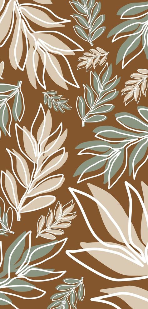 Aesthetic Wallpaper Earth Tone, Boho Print Wallpaper, Botanical Background Wallpapers, Earthtone Wallpaper Aesthetic, Earthtone Aesthetic Wallpaper, Fall Tones Wallpaper, Boho Leaves Wallpaper, Earth Tone Iphone Wallpaper, Earth Tone Phone Wallpaper