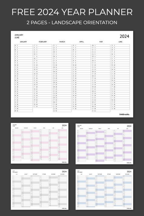 BobbiPrintables Year At A Glance Printable Free, 2024 Calendar Printable Free, Filofax Ideas, Personal Budget Planner, 2024 Calendar Printable, Full Year Calendar, Binder Ideas, Budget Planner Free, Tracking Expenses