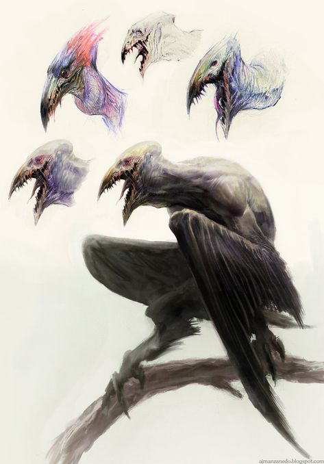 Ghost Creature Design, Conseptioal Art, Bird Monster Concept Art, Vulture Monster, Bird Monster, Space Creatures, Ghost Witch, Alien Concept, Fantasy Beasts