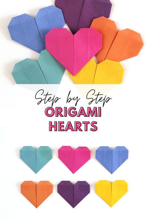 Origami Hearts Tutorial, Simple Paper Folding, Heart Shape Origami, Valentines Day Paper Crafts For Kids, Kindergarten Origami Activities, Heart Shaped Origami, Index Card Origami, Back To School Origami, Simple Origami Heart