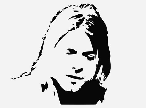 Easy Drawing, Stencil Art, Silhouette Art, Stippling, Black N White, Kurt Cobain, Nirvana, Rock Art, Easy Drawings