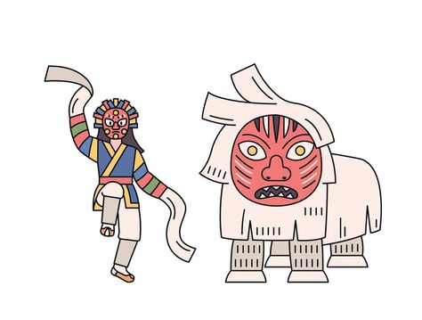 Korean traditional mask dance. One who dances while flapping a long cloth and another who wears a large lion mask. Korean Classroom, Traditional Mask, Korean Mask, Dance Vector, Largest Lion, Mask Dance, Lion Mask, Basic Design, Korean Traditional