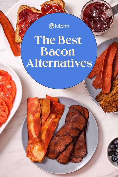 Grocery stores have you covered with all the imitation bacon out there. We tried a dozen fake bacon options to find the best alternative. Here's how it went. Bacon Alternatives, Best Turkey Bacon, Fake Bacon, Turkey Bacon Recipes, Vegetarian Bacon, Breakfast Meat, Vegan Bacon, Best Turkey, Best Bacon