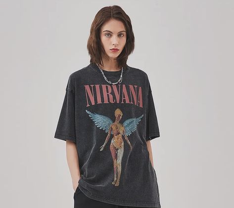 New drop, the classical Nirvana #tshirt #smallbrand #nirvanashirt #nirvanaforever #summerfit #summerfits Hip Hop Anime, Angel Prints, Vintage Nirvana, Nirvana Tee, Grunge Aesthetics, Oversize Tee, Angel Print, Vintage Angel, Oversized T Shirts