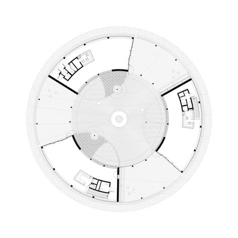 Floor Plan Mushroom Building, Circular Buildings, Round Building, Concept Models Architecture, Architectural Floor Plans, Concept Diagram, Site Plans, Plan Drawing, Building Plan