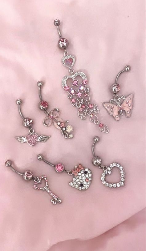 Hello Kitty Aesthetic Nails, Belly Jewelry Piercings, Naval Piercing Jewelry, Belly Piercing On Chubby Stomach, Hello Kitty Stuff To Buy, Cute Piercing, Pretty Piercings, Stuff I Want, Belly Piercings