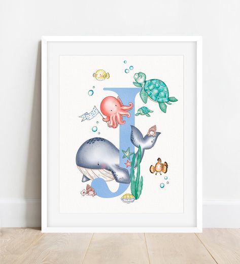 Under The Sea Creatures, Baby Birth Gifts, Babies Nursery, Mermaid Room, Dog Birthday Card, Art Colourful, Initial Prints, Animal Cards, Animal Nursery