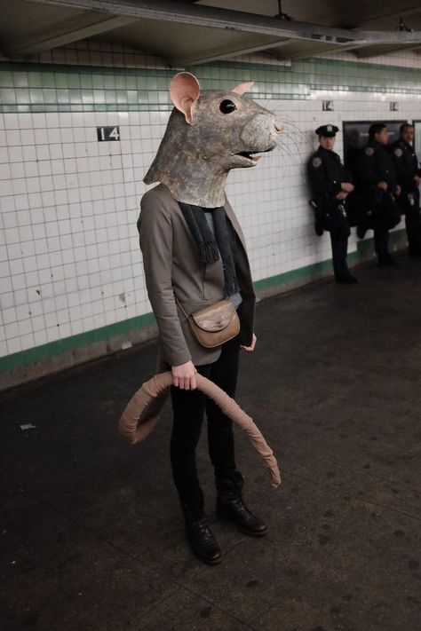 Cette artiste fabrique des masques d'animaux en papier mâché au réalisme saisissant Paper Mache Costume, Odd Photography, Human Scale, Animal Mask, Masks Crafts, Colossal Art, A Rat, Animal Masks, Arte Inspo