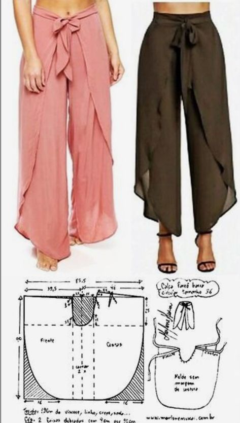 Free Vintage Patterns Sewing, Diy Sy, Sewing Pants, Sewing Clothes Women, Wrap Pants, Diy Vetement, Sew Ins, Blouse Drafting Patterns, Costura Diy