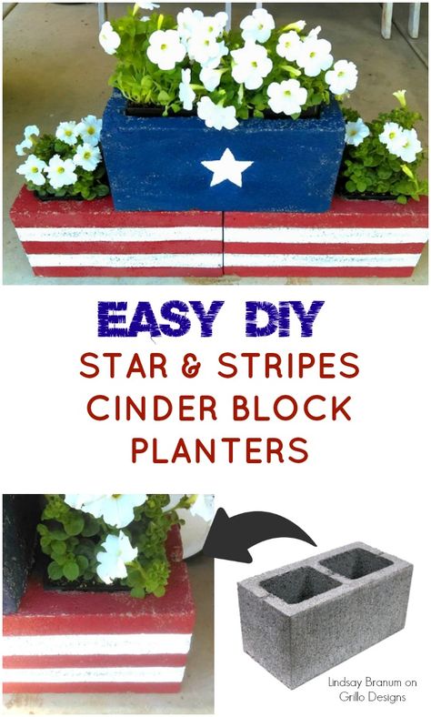 Learn how to make these easy DIY cinder block planters for you back garden this summer. Lindsay Branum shares all her tips and tricks! Easy Planters, Cinder Block Planters, Cinder Block Planter, Diy Stars, Skipping Rocks, Cinder Block Garden, Diy Star, Planter Project, Outdoor Crafts