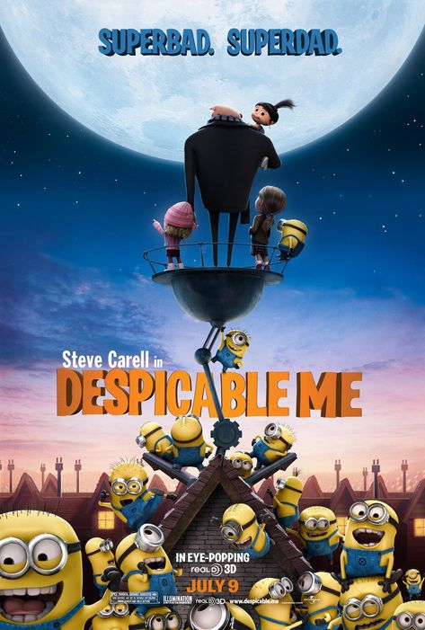 "Despicable Me" movie poster, 2010. Little Dorrit, Poster Art Deco, Film Netflix, Orphan Girl, Despicable Me 2, Jim Parsons, Jon Hamm, Movies Worth Watching, Septième Art