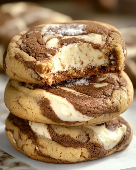 Coffee Swirled Marbled Chocolate Cream Cheese Cookies Chocolate Cream Cheese Cookies, Pancake Tacos, Optimal Recipes, Cheese Cookies Recipe, Velveeta Recipes, Pecan Pie Bars Easy, Marbled Chocolate, Cream Cheese Cookie Recipe, Hashbrown Casserole Recipe