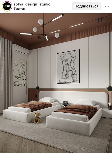 Kids Bedroom 2 Beds, Two Kids Bedroom Design, Modern Feminine Bedroom, Minimal Bedroom Design, Bedroom Design Modern, Bed Interior, Cool Kids Rooms, Minimal Bedroom, Kids Interior Design