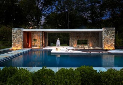 Ombra Pergola, Tumblr Inspiration, Modern Pool House, Moderne Pools, Rectangular Pool, Modern Pools, Beautiful Pools, Exterior Stone, Stone House