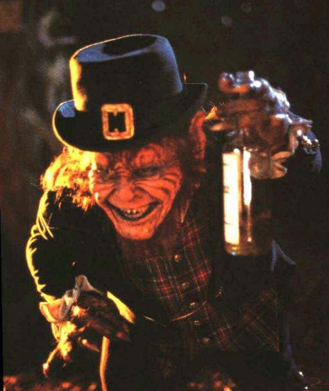 Irish Folklore:Leprechaun: The word leprechaun comes from the Irish Lú Chorpain meaning small body. ~What is a leprechaun?: The leprechaun is a character of Irish Mythology. He is about 2'6" (75cm) tall. He is very rich but extremely tricky and if you catch one don't take your eyes off him, or he will disappear! He is a very slick talker and loves a bit of fun. ~Where does he live?: He lives in a secluded spot, usually a small hole in the ground, where he has a comfortable little home. ~Where did the leprechaun come from?: Leprechauns came from a mythical land under the sea and when they arrived in Ireland decided to make their home here. The first recorded sighting of a leprechaun dates to the 8th century. ~Are there any female leprechauns?: There are references to female leprechauns, but Creepy Leprechaun, Scary Leprechaun, Leprechaun 1993, Evil Leprechaun, Leprechaun Pictures, Leprechaun Movie, Mythical Creatures List, Irish Halloween, Horror Hotel