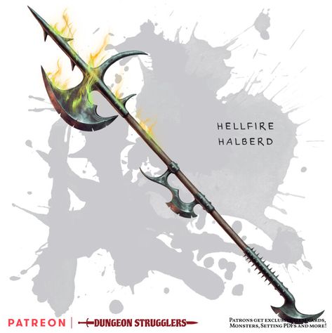 ArtStation - Hellfire Halberd Artifact Art, Dnd Items, D D Items, Dnd 5e Homebrew, Dnd Dragons, Fantasy Props, Cool Swords, Dungeons And Dragons Homebrew, Monster Art