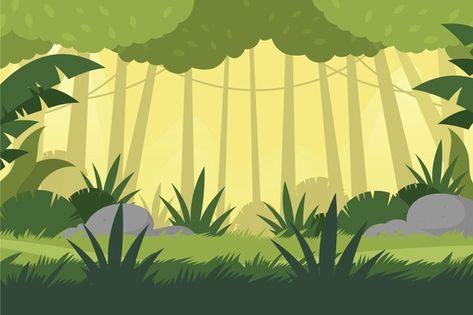 Flat tropical jungle background Free Vec... | Free Vector #Freepik #freevector #background #tree #green #nature Jungle Tree Illustration, Disney Vector Art, Jungle Poster, Jungle Background, Background Canva, Background Tree, Autumn Leaves Background, Jungle Tree, Disney Canvas Art