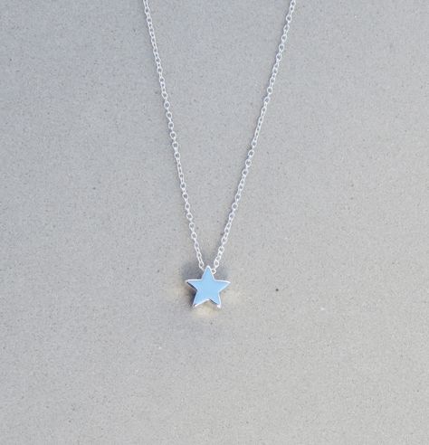 Tiny Star Necklace The star is silver plated and measures 5 mm It is strung on a very tiny silver plated 1 x .9 mm curb chain with a lobster clasp closure. Choose the length from the drop down. Star Silver Necklace, Jewelry Aesthetic Silver, Tiny Star Necklace, Silver Star Necklace, Silver Dragonfly Necklace, Preppy Jewelry, Star Necklace Silver, Tiny Star, Funky Jewelry