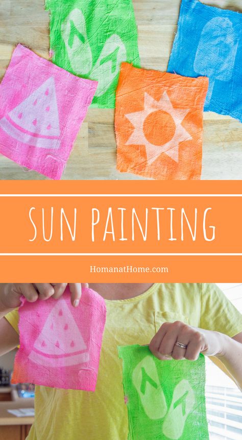 Homan at Home Sun Prints For Kids, Sun Art Elementary, Summer Craft Preschool Ideas, Easy Summer Crafts For Kids Toddlers, Arts And Crafts Summer Camp, 2nd Grade Painting Projects, Activities To Do Outside With Kids, Summer Painting Crafts For Kids, Back To School Easy Crafts