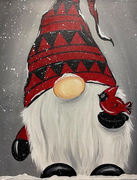 Nome Paintings, Christmas Gnome Painting Ideas, Painting Christmas Gnomes, Christmas Nomes Paintings, Grinch Gnome Painting, Christmas Knomes Drawing, Santa Gnome Painting, Painted Christmas Gnomes, Gonks Christmas Painting