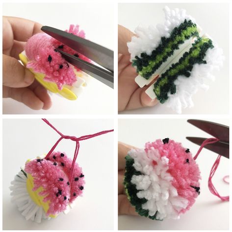 How to Make a Watermelon Pom-Pom Garland | Clover Needlecraft Metal Stamping Jewelry, Clover Pom Pom Maker, Stamping Jewelry, What Makes Me Happy, Tulle Poms, Diy Pom Poms, Diy Pom Pom, My First Love, Pom Pom Maker