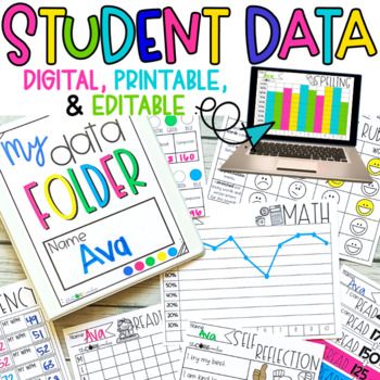 This Student Data Folder allows students to track their growth in all subject areas as well as set goals and reflect on their work. In this Student Data Binder resource, you will find data sheets for the students to track and reflect on their learning. When students are involved in the data tracking... How To Organize Student Data, First Grade Data Binders, Classroom Data Tracking, Digital Data Tracking For Students, Kindergarten Data Tracking, Student Data Tracking Elementary, Data Tracking For Students, Iready Data Tracking, Student Data Organization