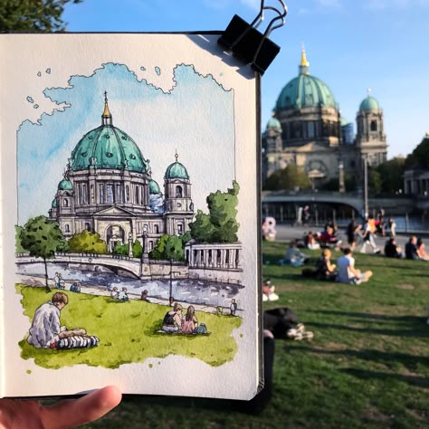 Danny Hawk, Creative Travel Journal, Best Travel Journals, Travel Journal Ideas, Watercolor Art Landscape, Travel Art Journal, Watercolor Architecture, Architecture Sketchbook, Architecture Design Sketch