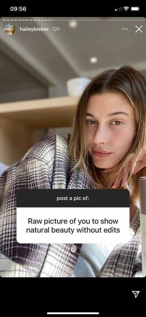 Hailey Bieber posted a "raw, unedited" selfie- CosmopolitanUK Hailey Bieber Instagram Stories, No Makeup Selfie, Hailey Rhode Baldwin, Raw Pictures, Famous People Celebrities, Hailey Rhode, Song Covers, Day Makeup Looks, Makeup Selfie