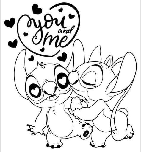 Stitch And Angel Coloring Pages, Stitch Coloring, Lilo En Stitch, Earth Day Coloring Pages, Angel Coloring Pages, Stitch Coloring Pages, Lilo And Stitch Drawings, Valentine Coloring Pages, Rainbow Canvas