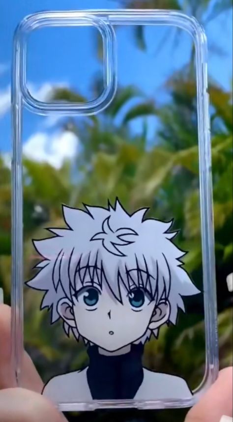 Hxh Phone Case, Anime Phone Cover Ideas, Diy Iphone Case Stickers, Drawing For Phone Case, Killua Phone Case, Manga Font, Phone Case Diy Paint, Diy Phone Case Design, Pencil Sketch Images