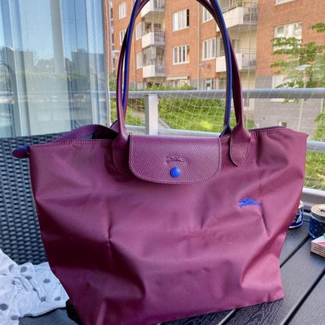 Rare Longchamp Purple Le Pliage club Leather Trim... - Depop Longchamp Bag Colors, Longchamp Le Pliage Club, Longchamp Tote Bag, Longchamp Tote, Longchamp Bag, Dream Bags, Trim Top, Purple Bags, Outfit Inspo Fall