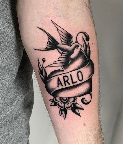 American Traditional Letter Tattoo, Honeymoon Tattoo, Romantic Tattoos, Traditional Tattoo Black And White, Jordan Tattoo, Heart Tattoos With Names, Traditional Heart Tattoos, Romantic Tattoo, Heart Banner