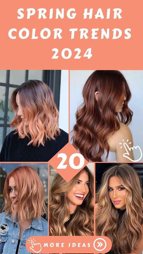 Top Spring Hair Color Trends 2024 Spring Summer Hair Color 2024, True Spring Hair, Trendy Spring Hair Color 2024, True Spring Hair Color, Summer 24 Hair Color Trends, Red Hair Spring 2024, Trending Haircolor Spring 2024, Spring Hair Color Trends, New Hair Color Trends