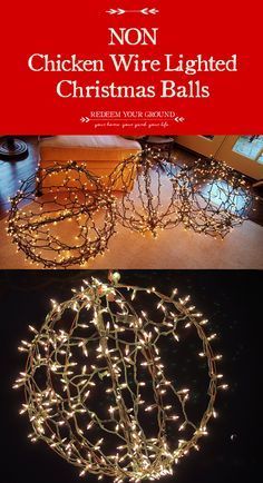 How to make a NON CHICKEN WIRE lighted Christmas Ball - Redeem You Ground | RYGblog.com Chicken Wire Balls With Lights, Chicken Wire Christmas Balls, Diy Outdoor Christmas Ball Lights, Lighted Christmas Balls, Light Balls Diy, Grinch Play, Christmas Light Balls, Light Balls Christmas, Christmas Exterior