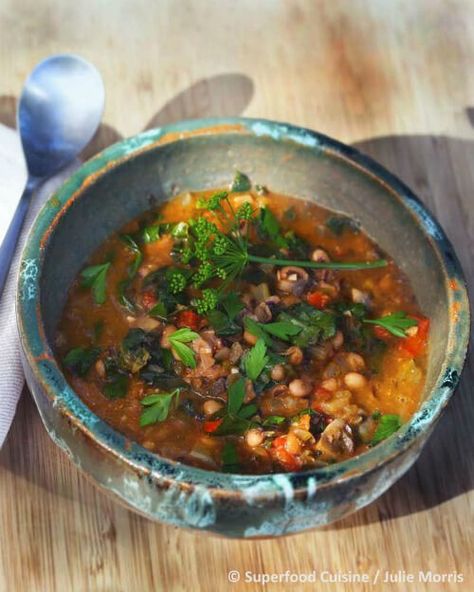 'Superfood Cuisine': Kale & Black-Eyed Pea Stew | Vegan Food | Living | PETA Vegan Food List, Native American Food, Black Eyed Pea, American Dishes, Vegan Meal Plans, Winter Soups, Vegan Soup, Black Eyed, Black Eyed Peas