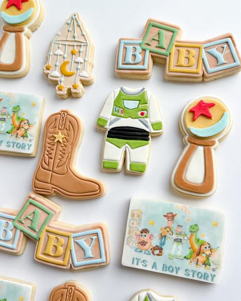 It’s a Boy Story #boystory#toystory#cookies#sugarcookies#cookiesofig#toystorycookies#babyshower#lasvegascookies It’s A Boy Story Decor, Boy Toy Story Baby Shower Theme, It’s A Boy Story, A Boy Story Baby Shower Ideas, Toy Story Baby Shower Cake, Its A Boy Story Baby Shower Ideas, Baby Boy Baby Shower Ideas Theme, Toy Story Gender Reveal, Toy Story Baby Shower Theme