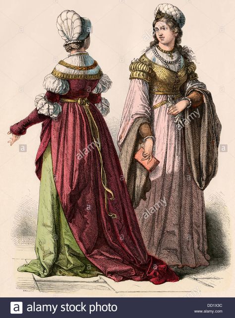 1300s German Fashion, 1600s German Fashion, 1500 Fashion Women, 16th Century Fashion Women, Historical Fashion Medieval, German Dresses, 1500 Fashion, 1500s Fashion, 16th Century Fashion