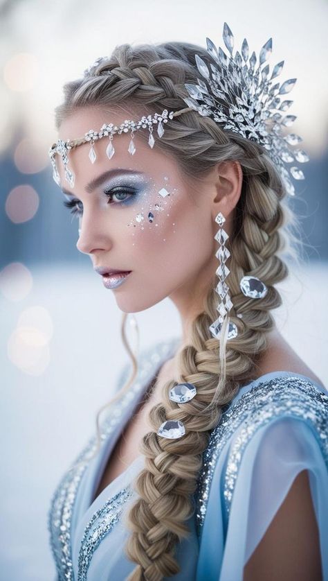 Ice Princess Makeup, Snow Queen Makeup, Ice Queen Costume, Makeup Looks Winter, Ice Queen Makeup, Dragon Makeup, Snow In Love, Dog Fashion Clothes, Angel Makeup