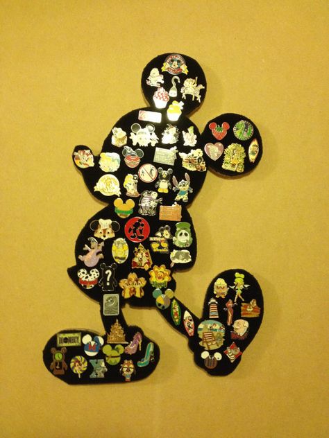 Disney Mickey Mouse Pin display board. Showcase by PinDisplaysPlus Pin Display Board, Disney Pin Board, Disney Pin Display, Mouse Lamp, Deco Disney, Casa Disney, Disney Pin Collections, Mickey Mouse Pins, Disney Room