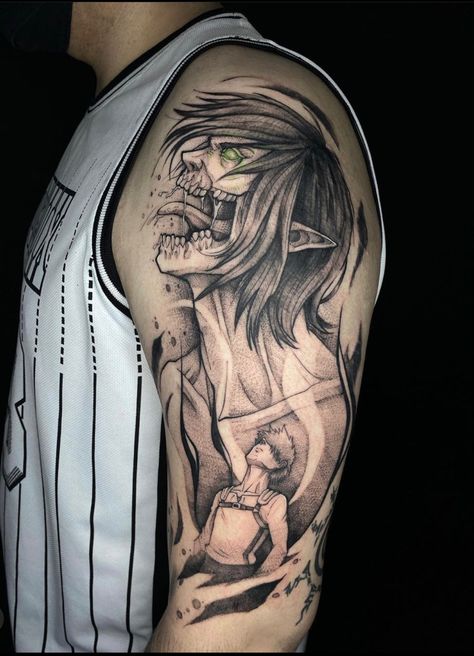 Bleach Tattoo, Attack On Titan Tattoo, Tattoo Shading, Naruto Tattoo, Half Sleeve Tattoos For Guys, Upper Arm Tattoos, Chest Piece Tattoos, Mythology Tattoos, Leg Sleeve Tattoo