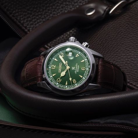 WatchShop on Instagram: “@seikowatchesuk Prospex watches are designed for sports lovers and adventure seekers whether in the water, in the sky or on land - 'The…” The Alpinist, Seiko Alpinist, Mountain Men, Seiko Prospex, Green Cases, Japanese Market, Sports Lover, Mountain Man, Seiko Watches